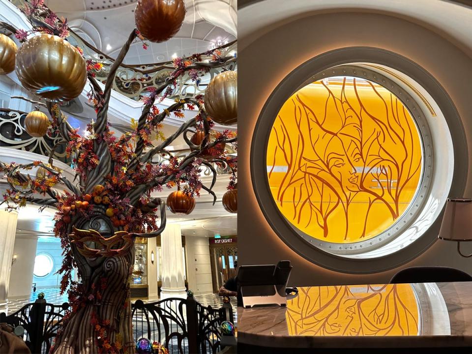 Decorations onboard the Disney Wish in September 2023.