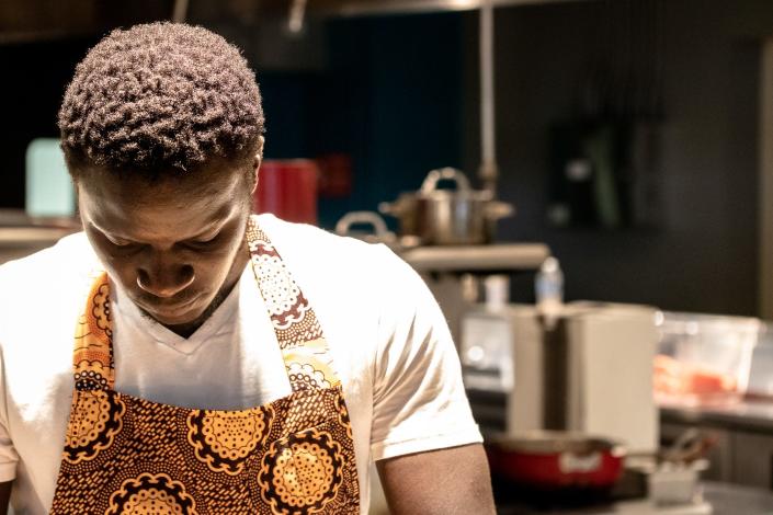 Serigne Mbaye prepares for his Dakar NOLA pop-up at New Orleans&#39; Southern Food and Beverage Museum on June 12, 2020.
