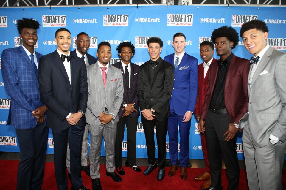 <p>NBA Draft prospects on the red carpet prior to the 2017 NBA Draft on June 22, 2017 at Barclays Center in Brooklyn, New York. </p>