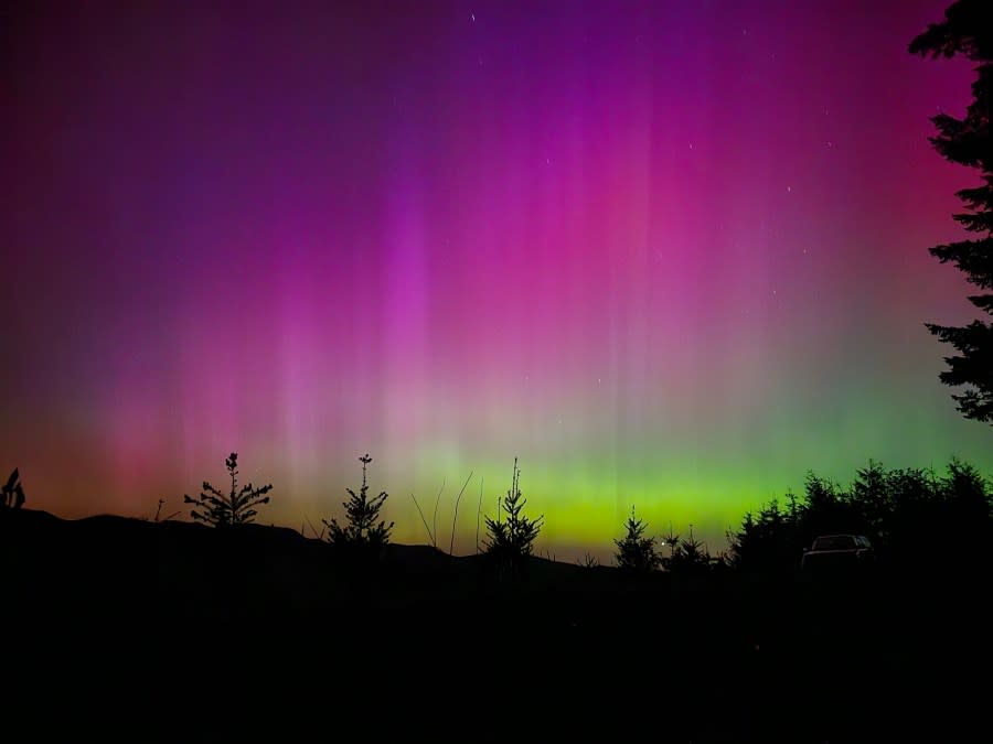 The Northern Lights from Low Pass, Oregon on May 11, 2024. (Courtesy: Jennah Litecky Yost)