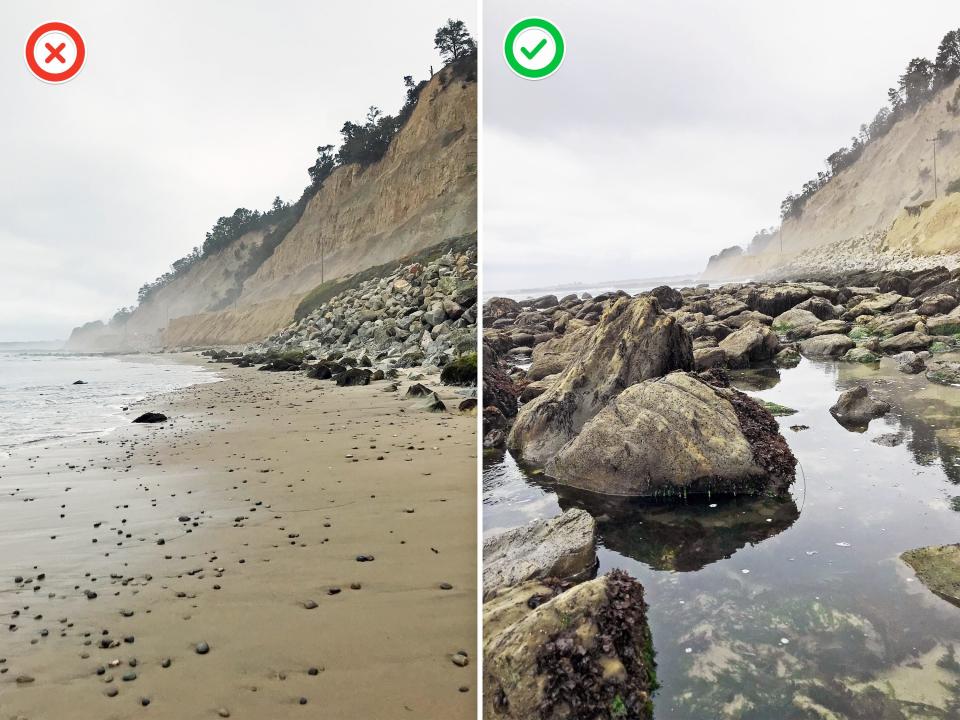 The author photographs a beach in Santa Cruz, California.