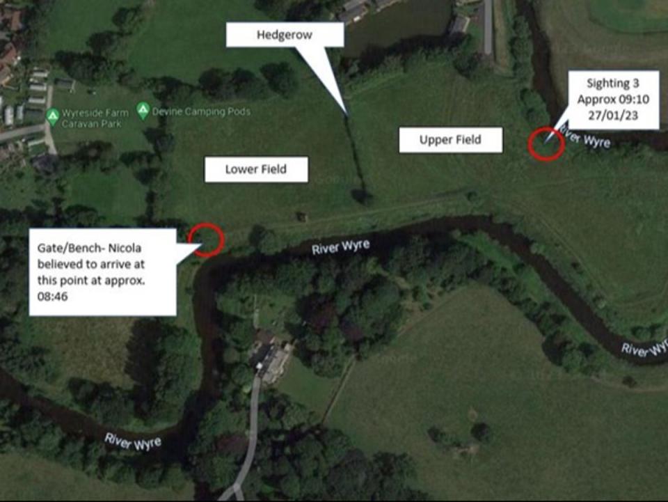 The area of Bulley’s last known sightings (Lancashire Police)