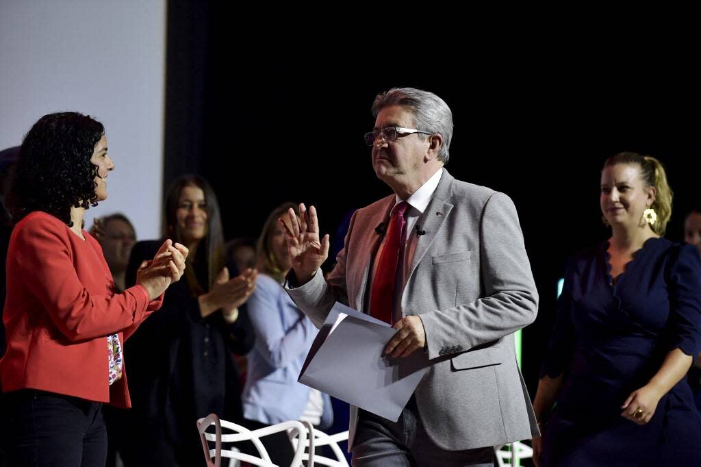 Jean-Luc Mélenchon et Manon Aubry  le 7 mai 2022 à Aubervilliers. (photo d’illustration)