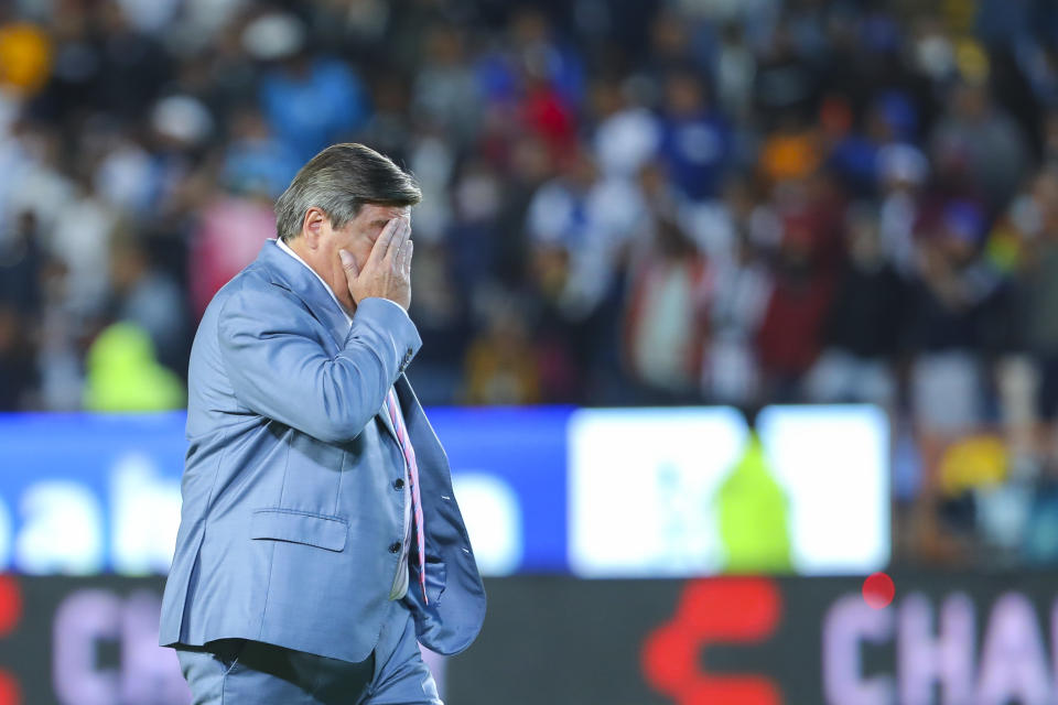 Miguel Herrera al finalizar el partido de Tigres y Pachuca que acabó con su equipo elimiando. (Agustin Cuevas/Getty Images)