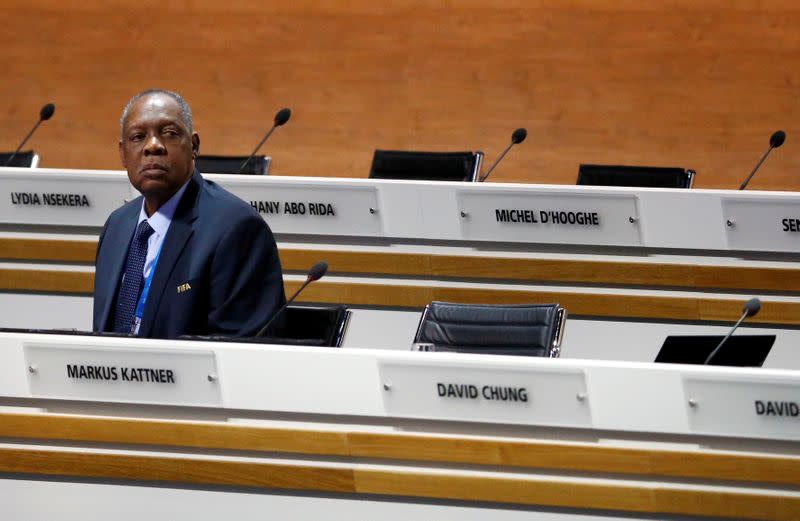FILE PHOTO: Acting FIFA president Hayatou waits for the start of the Extraordinary Congress in Zurich