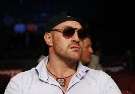 Tyson Fury before the start of the boxing. Britain Boxing - Anthony Crolla v Jorge Linares WBA & WBC Diamond Lightweight Title's - Manchester Arena - 24/9/16. Action Images via Reuters / Peter Cziborra Livepic