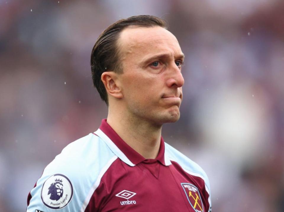Mark Noble holds back tears after playing his final home game for West Ham (Getty)