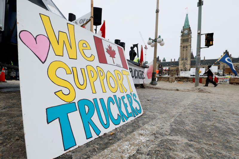 Demonstrations continue as truckers and supporters protest COVID-19 vaccine mandates, in Ottawa