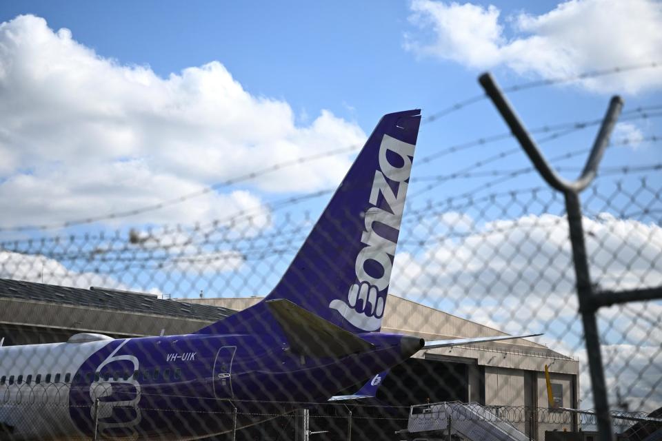 <span>Bonza’s fleet of Boeing 737 Max 8 planes remain parked at airports across Australia after the budget airline entered voluntary administration.</span><span>Photograph: Joel Carrett/AAP</span>