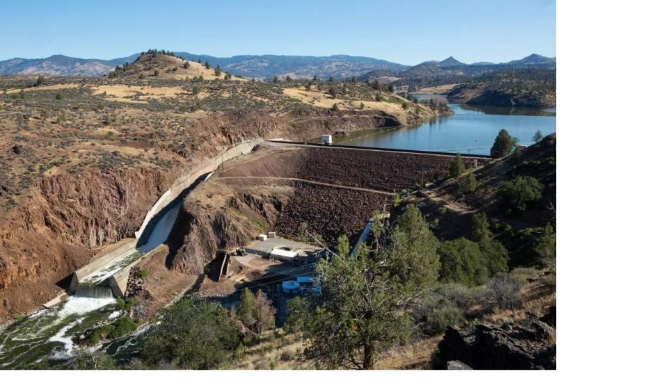 Iron Gate Dam, one of four hydroelectric dams that will be removed on the Klamath River, on July 17, 2023.