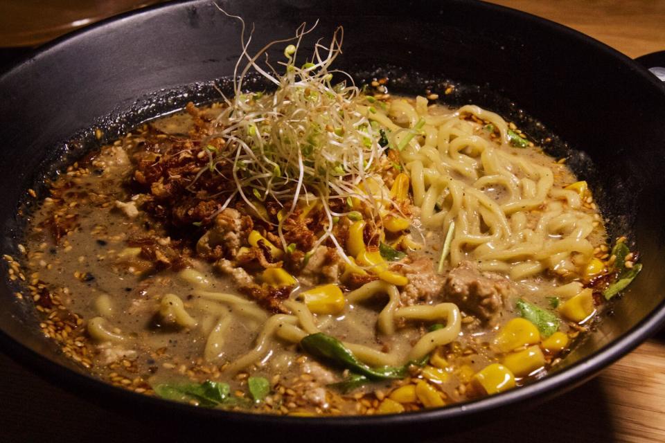 A bowl of vegan ramen from Studio City's Red White Ramen restaurant.