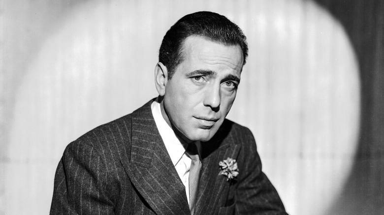 Black and white portrait of Humphrey Bogart