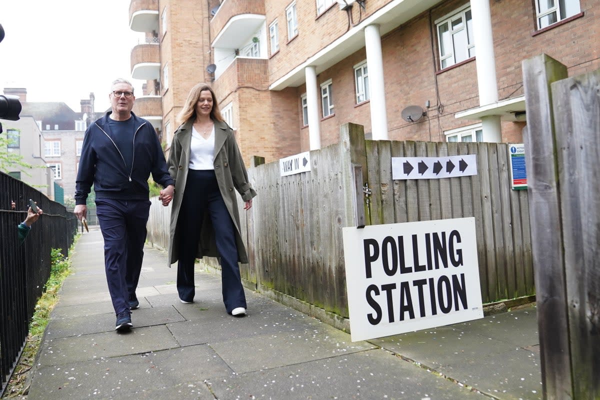 Labour leader Sir Keir Starmer and his wife Victoria arriving to vote in their constituency for the local and London mayoral elections on May 2 (Stefan Rousseau/PA Wire)