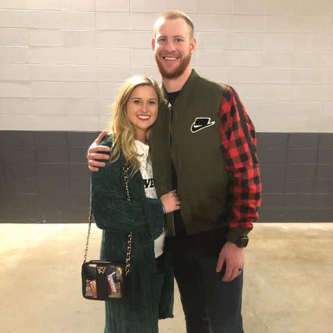 <p>Carson Wentz Instagram</p> Carson Wentz and Madison Oberg