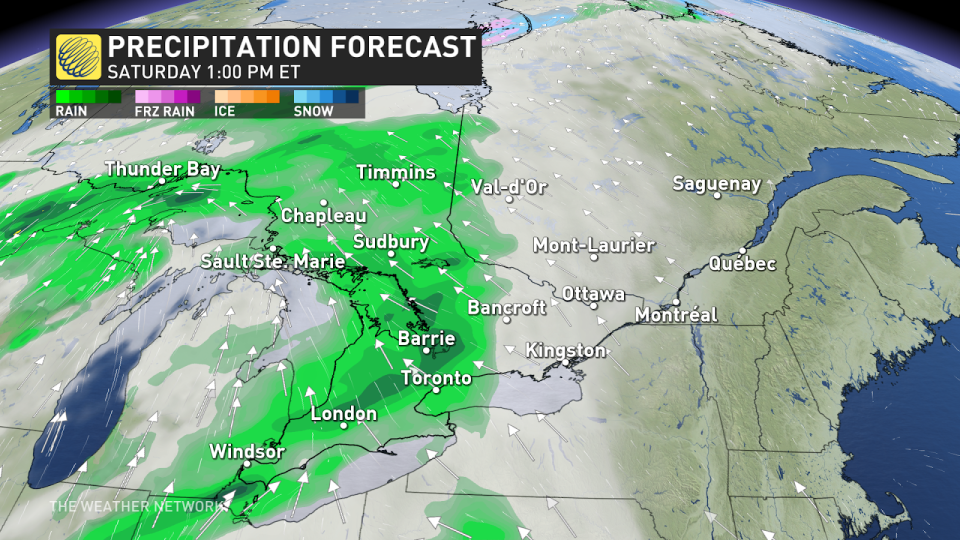 Ontario precip Sat 1pm