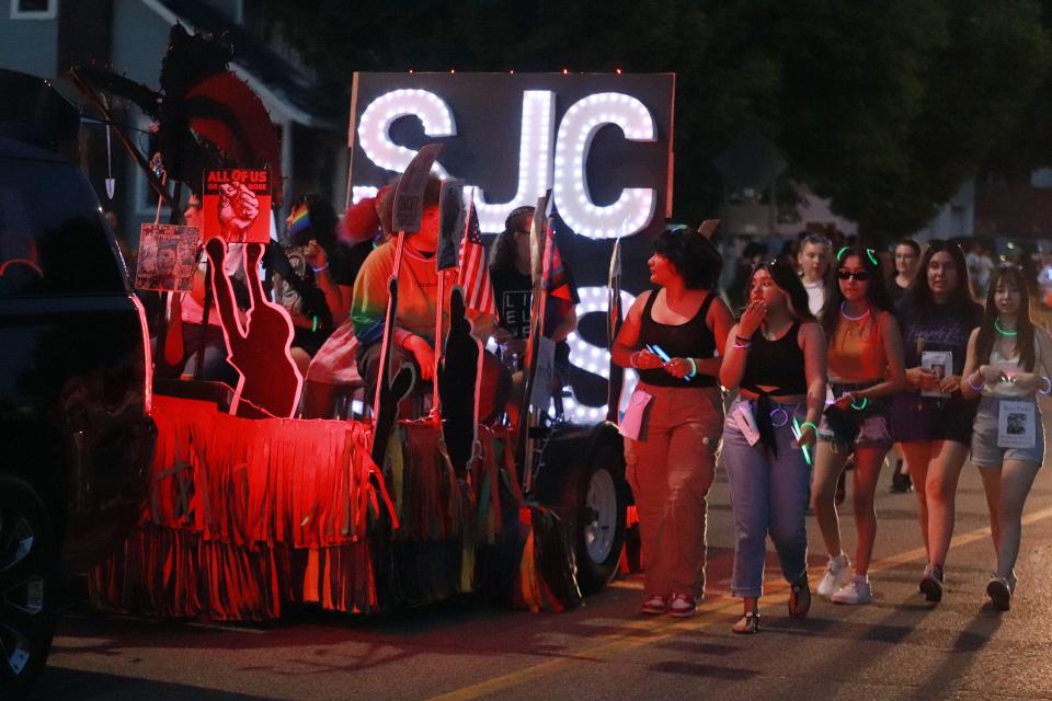 Members of the Sturgis High School social justice club walk in Friday's parade.