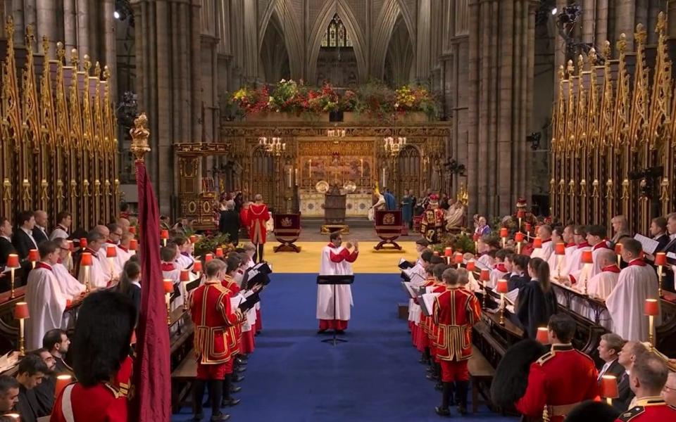 The choir performs during the Coronation - BBC