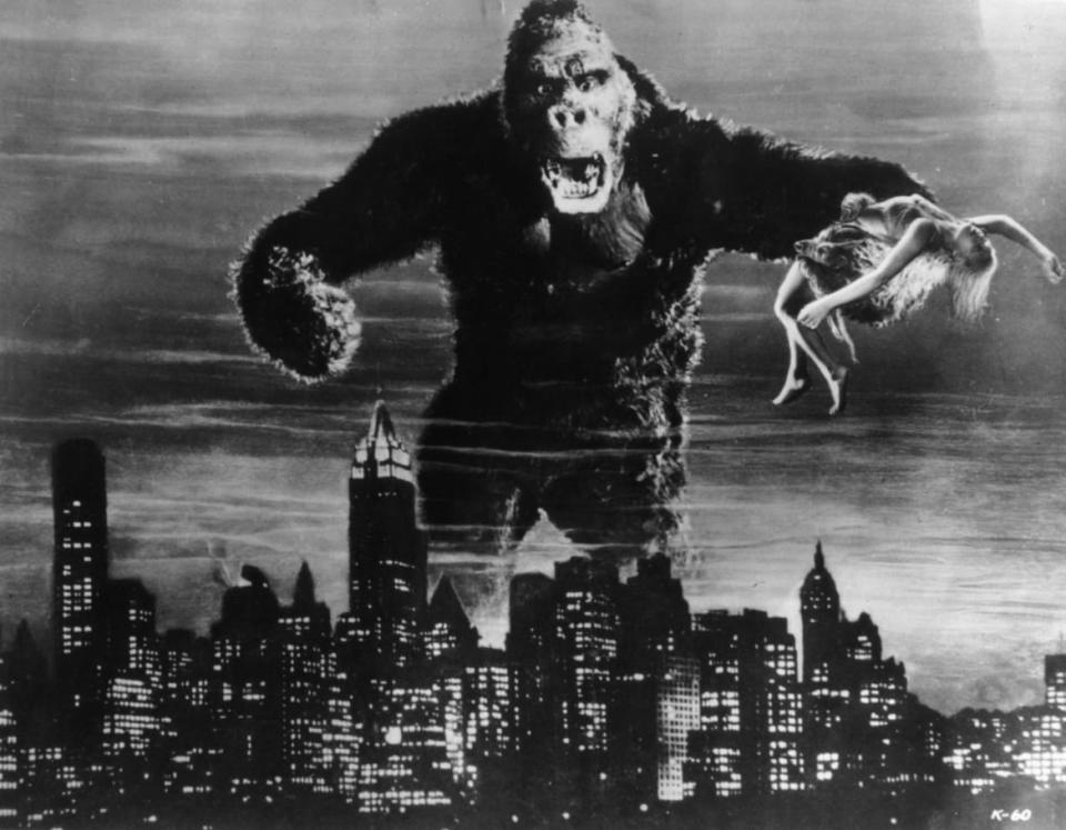<div class="inline-image__caption"><p>One of John Cerisoli's models of the giant ape, poised above the New York skyline in a scene from the classic monster movie 'King Kong'. In one of his enormous hands is leading lady Fay Wray, the film's heroine. </p></div> <div class="inline-image__credit">Hulton Archive/Getty</div>