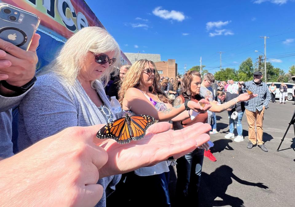 Butterflies were released at the conclusion of the ceremony at the Jericho Wall on Thursday.