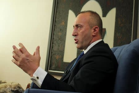 Kosovo's Prime Minister Ramush Haradinaj talks during an interview withe Reuters in Pristina, Kosovo, October 16, 2017. REUTERS/Hazir reka