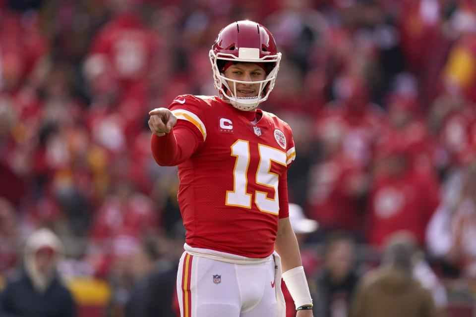 Kansas City Chiefs quarterback Patrick Mahomes started the AFC championship game with a touchdown pass. (AP Photo/Charlie Riedel)