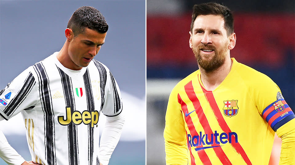 Cristiano Ronaldo (pictured left) and Lionel Messi (pictured right) looking dejected after a loss