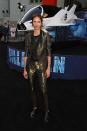 <p>The model rocked her trademark metallic suit.<br><i>[Photo: Getty]</i> </p>