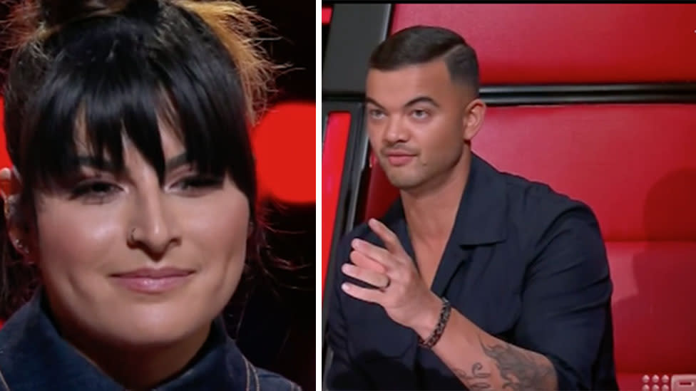 The Voice AU coach Guy Sebastian pictured alongside friend Chynna Taylor in the knockout round