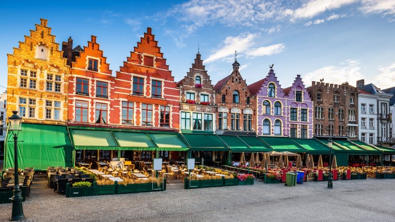 row of bars in Bruges