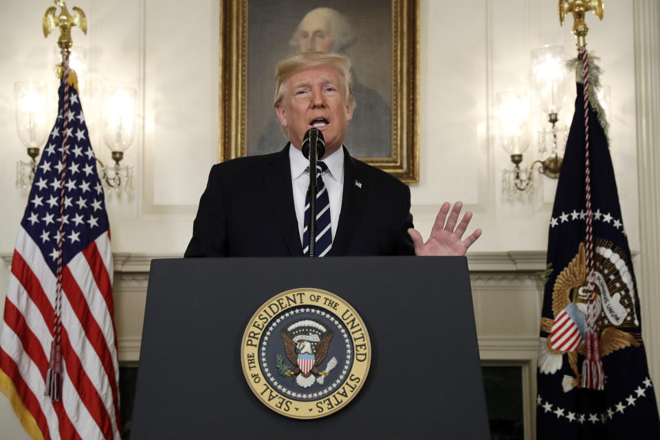 President Trump makes a statement about the mass shooting in Las Vegas at the White House on Oct. 2. (Photo: Evan Vucci/AP)