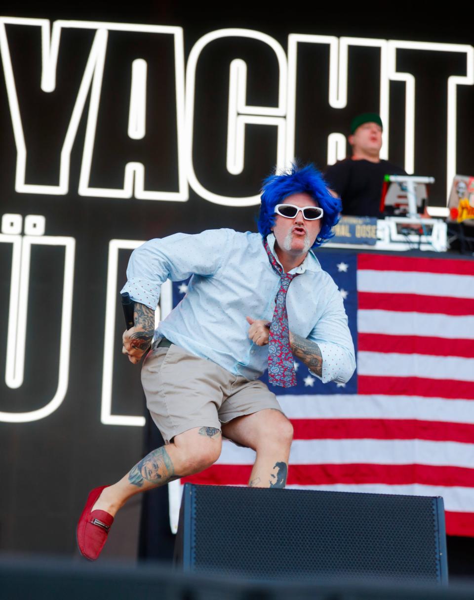 Fred Durst of Limp Bizkit came out to a Yacht rock intro and carried 'dad vibes' dress while performing at Friday's Louder Than Life music festival. Sept. 22, 2023