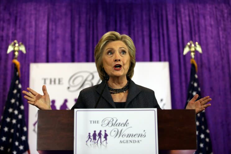 Hillary Clinton speaks at the Black Women's Agenda Annual Symposium in Washington, D.C. (Photo: Carlos Barria/Reuters)