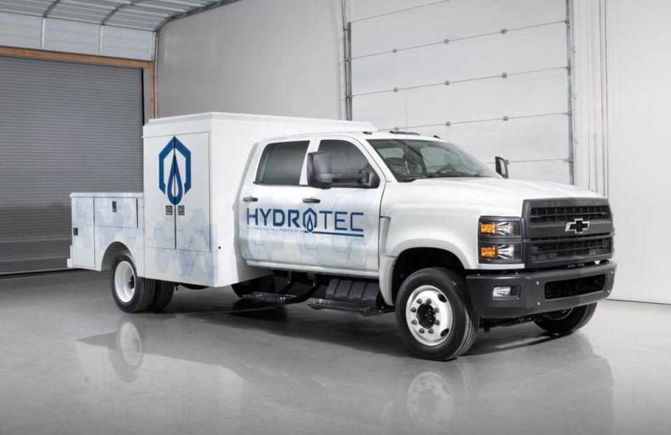 The Chevrolet Silverado MD 5500 upfit with hydrogen tanks that will be used by Southern Co. as part of the SuperTruck 3 pilot program focused on fuel cells. (Photo: GM)