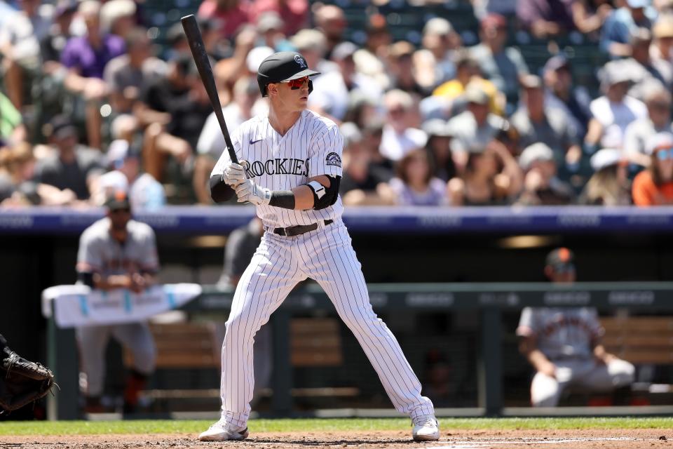 Brian Serven wore No. 6 in his major league debut Wednesday at Coors Field in Denver, Colorado.