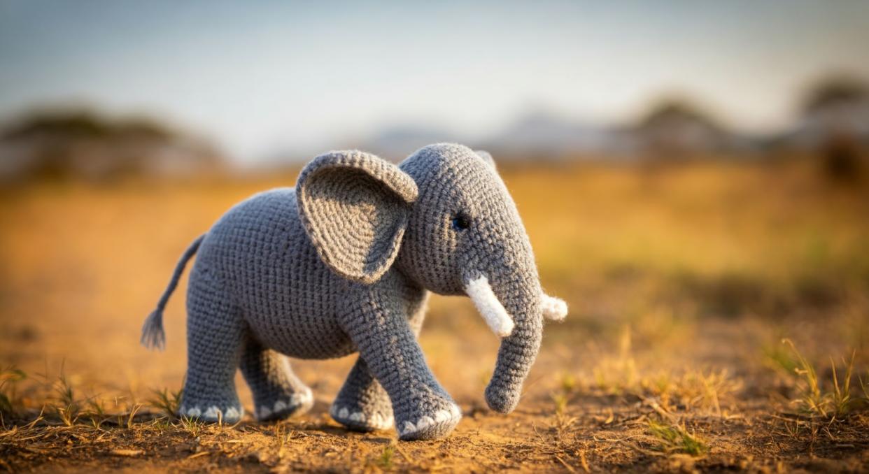  Crocheted Elephant outside image made by Imagen 3. 