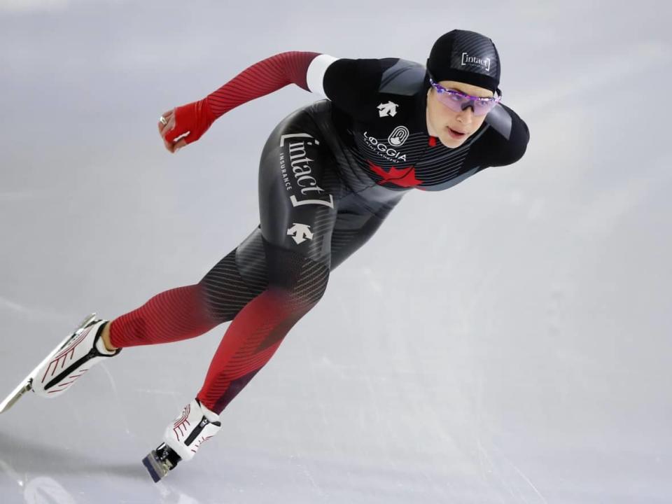 Canada's Valerie Maltais, seen above in 2018, won the women's 1,000 metres at the national long track speed skating championships in Calgary on Friday. (Peter Dejong/The Associated Press - image credit)