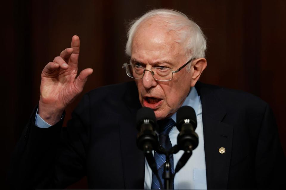 Senator Bernie Sanders, pictured on 3 April, was not at the office at the time of the fire (Getty Images)