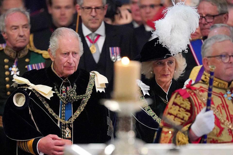 <p>JONATHAN BRADY/POOL/AFP via Getty Images</p> King Charles and Queen Camilla attend Scotland
