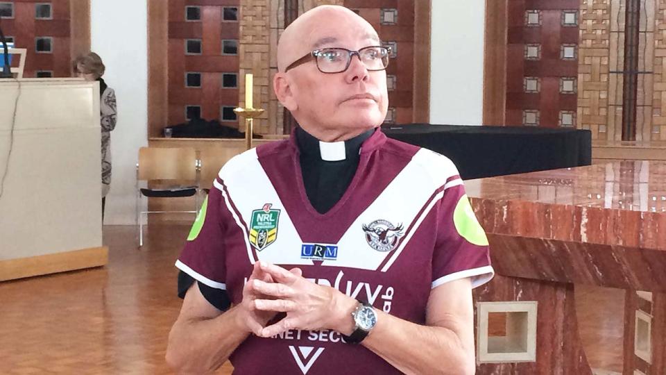 Manly fan Father Robbo in Church.