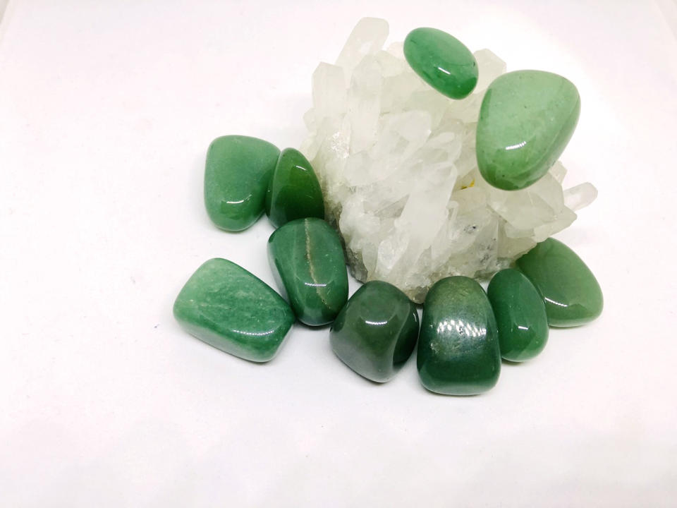 Green aventurine, clear quartz