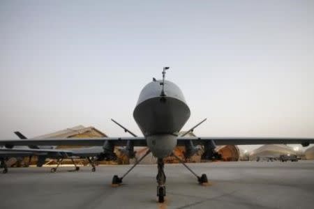 A U.S. Air Force MQ-9 Reaper drone, maintained by the 62nd Expeditionary Reconnaissance Squadron, is ready for take off at Kandahar Air Field, Afghanistan in this June 29, 2011 file photo. REUTERS/Baz Ratner/Files