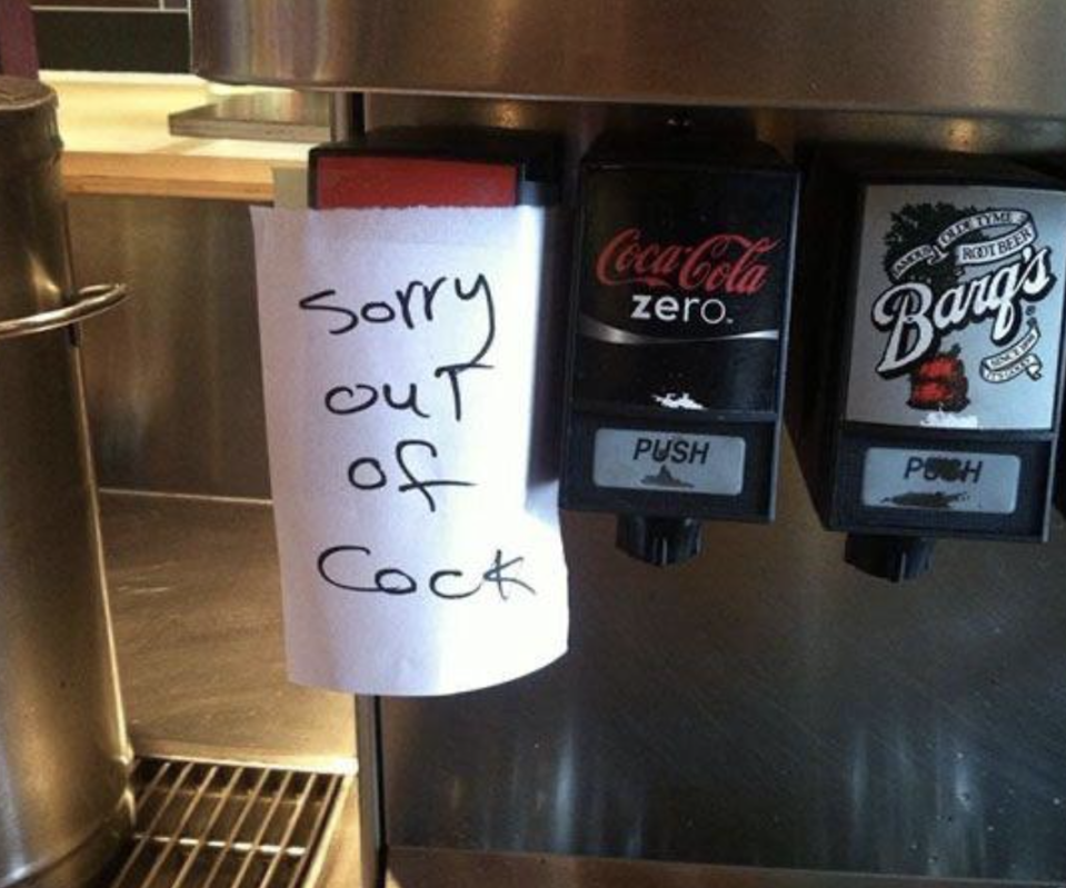 "Sorry Out of Cock"