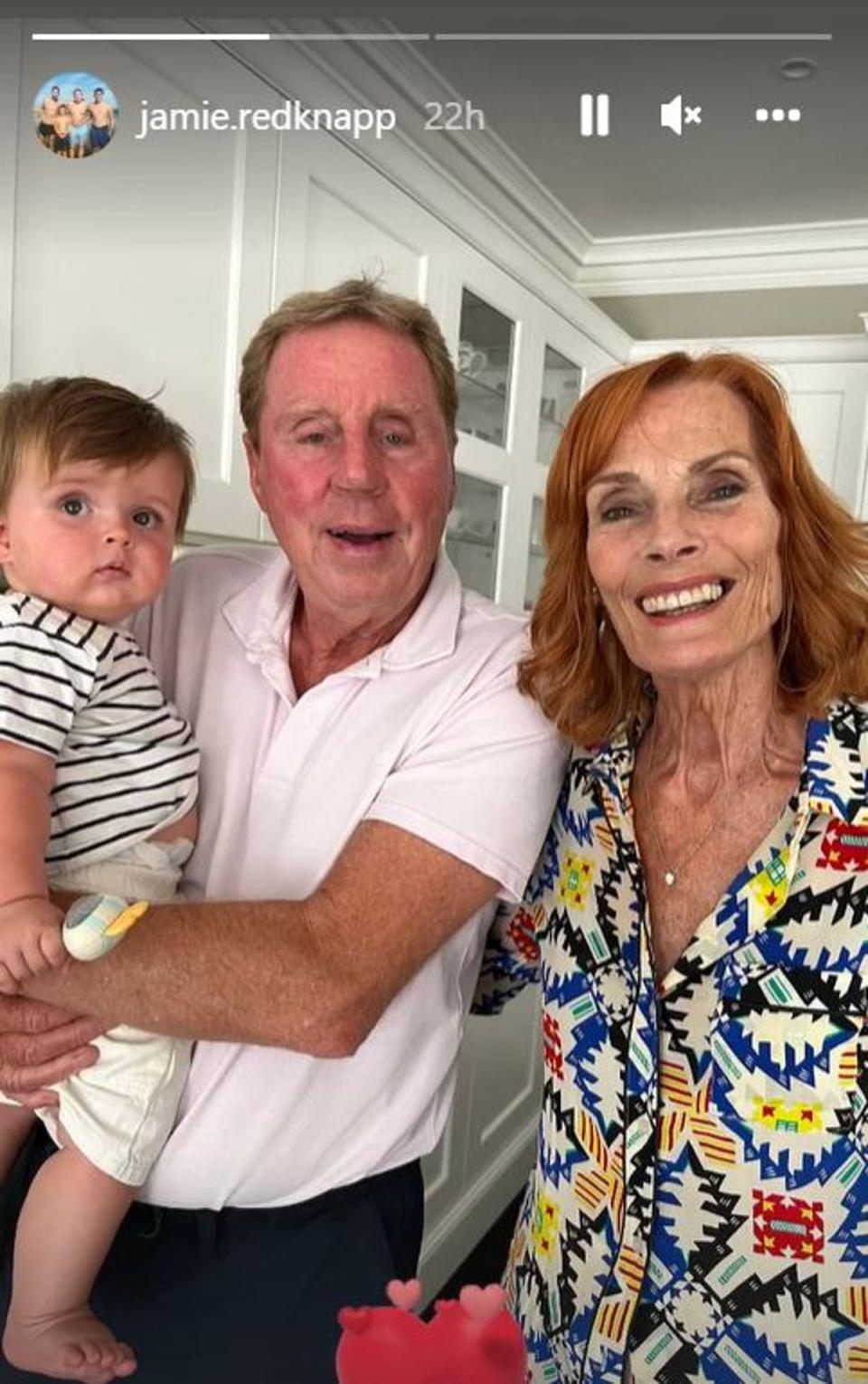 Harry and Sandra Redknapp looked every inch the proud grandparents as they pose with grandson Raphael (Jamie Redknapp)