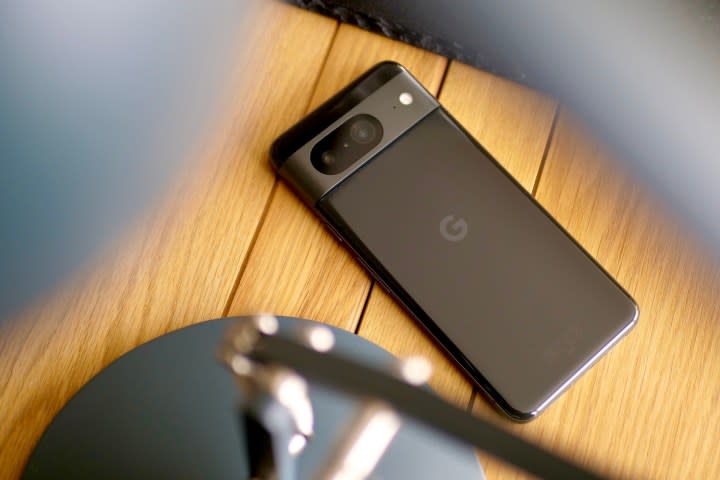 The Google Pixel 8 on a table.