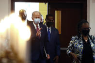 Democratic presidential candidate, former Vice President Joe Biden visits Bethel AME Church in Wilmington, Del., Monday, June 1, 2020, (AP Photo/Andrew Harnik)