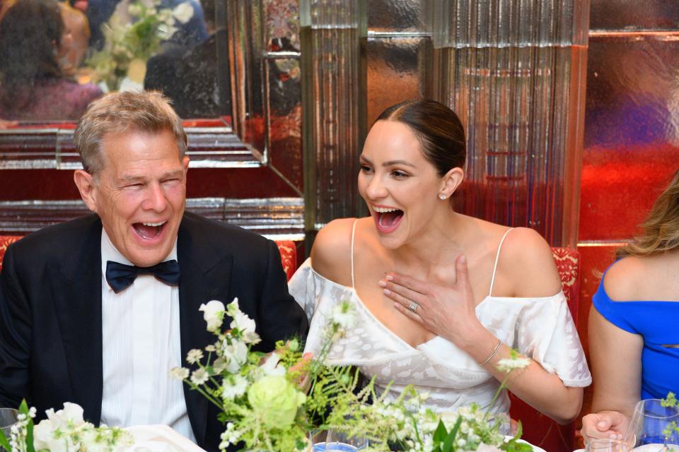 The happy couple at dinner.