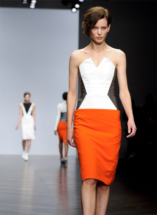 <b>London Fashion Week A/W13: Highlights</b><br><br>We loved the colour pop orange on the Zoe Jordan runway.<br><br>©Rex