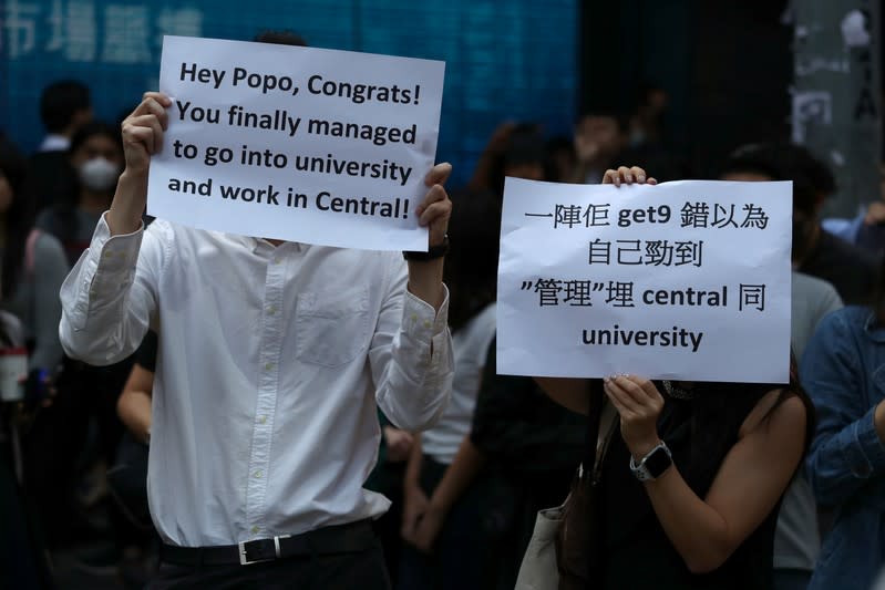 Anti-government protesters gather at the Central District in Hong Kong