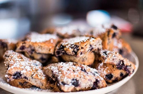 The white chocolate and blueberry muffins from Pilgrims Cafe in Milton. 