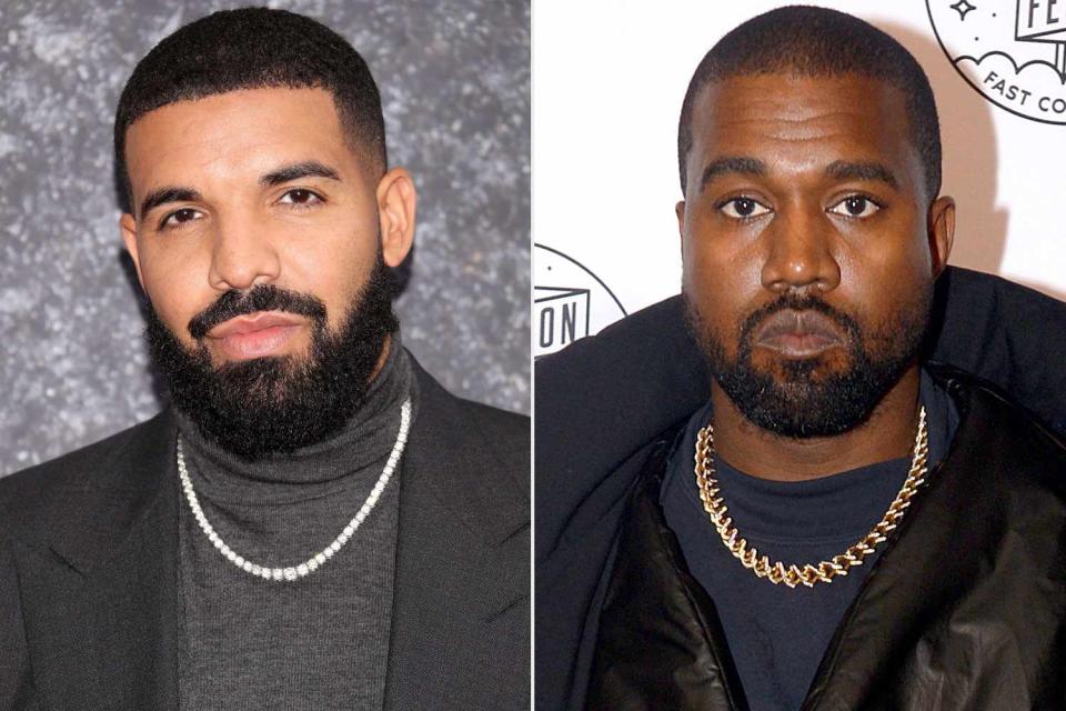 Mike Marsland/WireImage; Brad Barket/Getty Drake and Kanye West